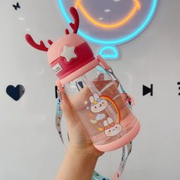 Garrafa Squeze Alce Infantil Bpa Free Enfeites Adesivo 600ml:rosa - 4