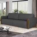 Ver imagem 2 de Sofá 02 Lugares para Sala de Estar Pés em Madeira 168 Cm Flora M03 Linho Chumbo - Lyam Decor