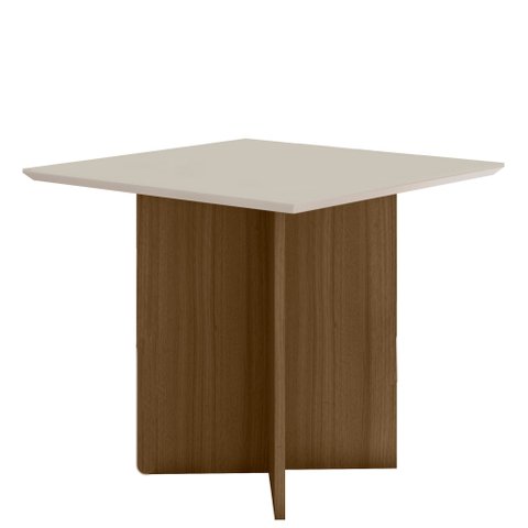 Mesa de Jantar Quadrada Tampo Chanfrado sem Vidro 90cm Helô Carvalho/off White - Poliman