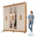 Ver imagem 3 de Guarda-Roupa Casal 6 Portas 3 Gavetas com Espelho MDF Parma Yescasa Off White/Cinamomo