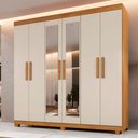 Ver imagem 1 de Guarda-Roupa Casal 6 Portas 3 Gavetas com Espelho MDF Parma Yescasa Off White/Cinamomo