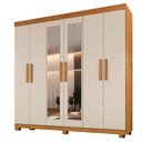 Ver imagem 2 de Guarda-Roupa Casal 6 Portas 3 Gavetas com Espelho MDF Parma Yescasa Off White/Cinamomo