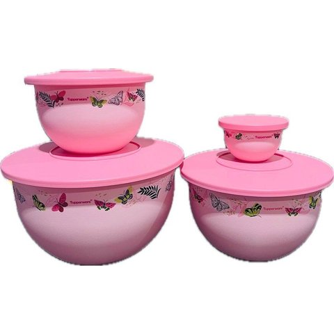 Tupperware Kit 4 Peças Tigelas Murano Borboletas