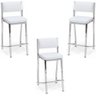 Kit 3 Banquetas Empilhável Cromada Alta Estofada Branca - 1