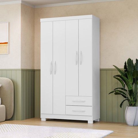 Roupeiro 100cm 4 Portas 2 Gavetas - Ssx Multicoisas