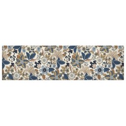 Caminho de Mesa Floral Azul e Bege 100% Algodão - 40x200cm - 1