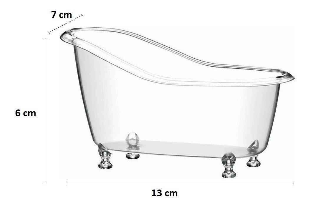 Mini Banheira Decorativa Pequena Banheiro 13x7x6cm Top Hara:Transparente - 2