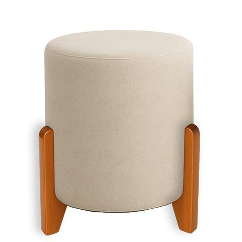 Puff Orgânico Boucle Thor com Pés de Madeira - 7 Decor Bege