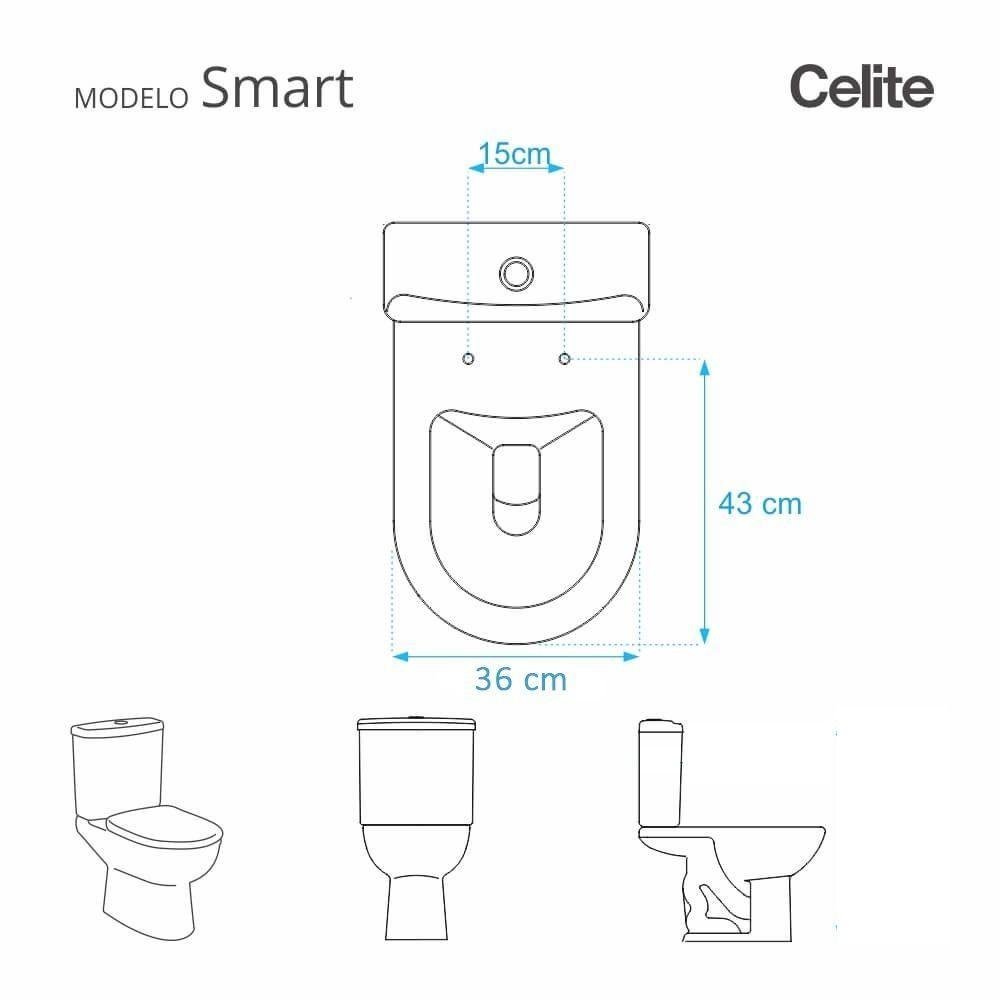 Tampa de Vaso Poliéster Smart Branco para Bacia Celite - 4