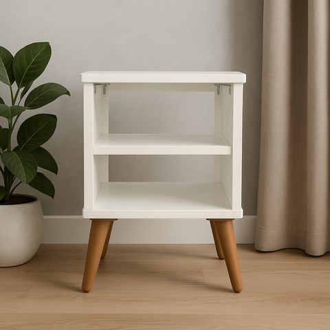 Mesa de Cabeceira Nicho Quarto Casal Decoração Retro Pés Reguláveis