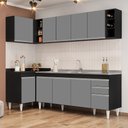Ver imagem 2 de Armário de Cozinha Modulado de Canto Direito 5 Peças Cp45 com Pia Inox Preto/cinza - Lumil Lumil Móv