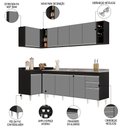 Ver imagem 3 de Armário de Cozinha Modulado de Canto Direito 5 Peças Cp45 com Pia Inox Preto/cinza - Lumil Lumil Móv