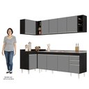 Ver imagem 5 de Armário de Cozinha Modulado de Canto Direito 5 Peças Cp45 com Pia Inox Preto/cinza - Lumil Lumil Móv