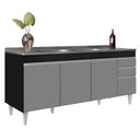 Ver imagem 7 de Armário de Cozinha Modulado de Canto Direito 5 Peças Cp45 com Pia Inox Preto/cinza - Lumil Lumil Móv