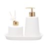 Jogo Banheiro Lavabo Porcelana Aromatizador Difusor Bandeja / Kb-801 - Branco - 1