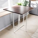 Ver imagem 1 de Mesa Quadrada Industrial 70cm Branca Tampo Madeira Imbuia