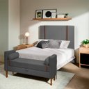 Ver imagem 2 de Kit Cabeceira e Calçadeira Baú para Cama Box Solteiro 90cm Pietro Bouclê - Sofa Store:bouclê Cinza G