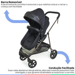Carrinho de Bebe Infantil Berço Passeio Moises Reversível 3 em 1 Reclinável até 15kg Galzerano - 3