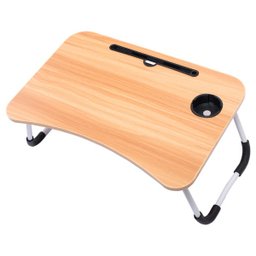 Mesa Portátil Dobrável para Notebook Cama Home Office Refeição (D) - Marrom Amarelado - 3