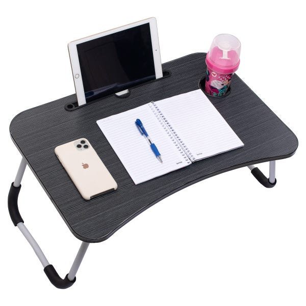 Mesa Portátil Dobrável para Notebook Cama Home Office Refeição (D) - Preto - 2