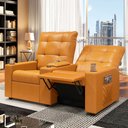 Ver imagem 2 de Poltrona do Papai Reclinável Sala de Cinema Palace 2 Lugares Manual Baú Usb Pu Whisky G23 Encantum