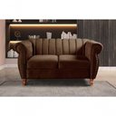 Ver imagem 4 de Conjunto de Sofás Realeza 2 e 3 Lugares Veludo Marrom Bella Decor