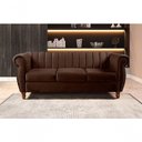 Ver imagem 5 de Conjunto de Sofás Realeza 2 e 3 Lugares Veludo Marrom Bella Decor