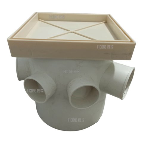 Ralo Invisível Sifonado 15x15 Bege Banheiro modelo Porcelanato Colar Piso com Caixa Sifonada 150 - F