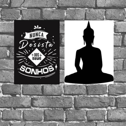 Kit 2 Placas Decorativas Buda Sonhos 18x27cm