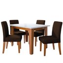Ver imagem 1 de Conjunto Sala de Jantar Mesa Miami 1,20m 4 Cadeiras Trieste Dobuê Madeirado Chocolate