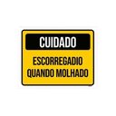 Ver imagem 1 de Placa Sinalização Cuidado Escorregadio Quando Molhado 36X46
