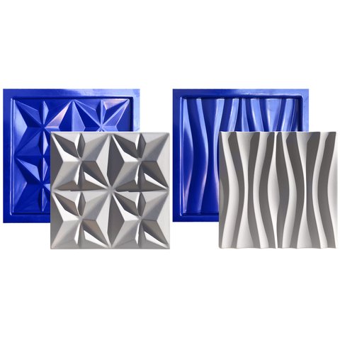 Conjunto 2 Formas 3d Gesso E Cimento Abs Azul