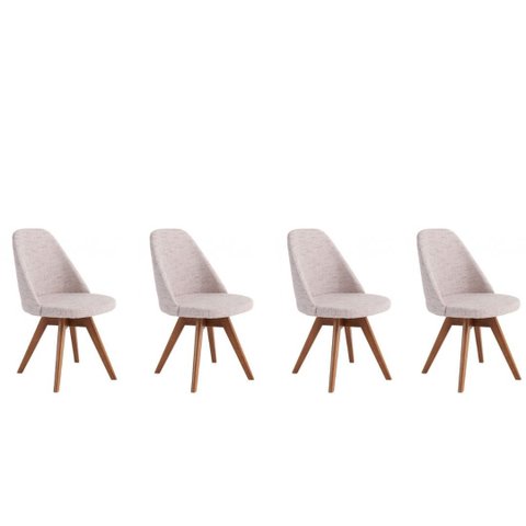 Ki 4 Cadeiras Raquel Giratória Para Sala de Jantar-Linho Bege GAT MAGAZINE