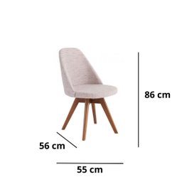 Ki 4 Cadeiras Raquel Giratória Para Sala de Jantar-Linho Bege GAT MAGAZINE - 4