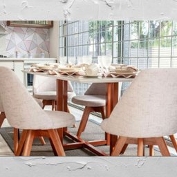 Ki 4 Cadeiras Raquel Giratória Para Sala de Jantar-Linho Bege GAT MAGAZINE - 5