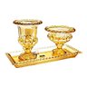 Kit 3 Pçs Centro de Mesa + Vaso + Bandeja de Cristal Âmbar Enfeite Decorativo L'Hermitage - 5