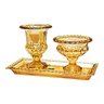 Kit 3 Pçs Centro de Mesa + Vaso + Bandeja de Cristal Âmbar Enfeite Decorativo L'Hermitage - 4