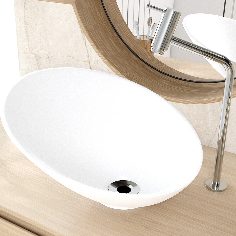 Cuba de Apoio Meia Lua para Banheiro Lavabo C01 Bm38w Branco Matte Fosca - Lyam - 2
