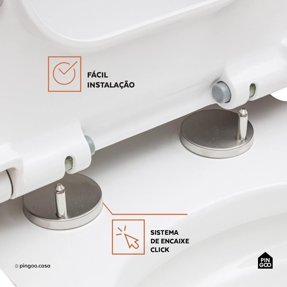 Assento Termofixo com Soft Close para Vaso Sanitário Amazonita Pingoo.casa - Branco - 5