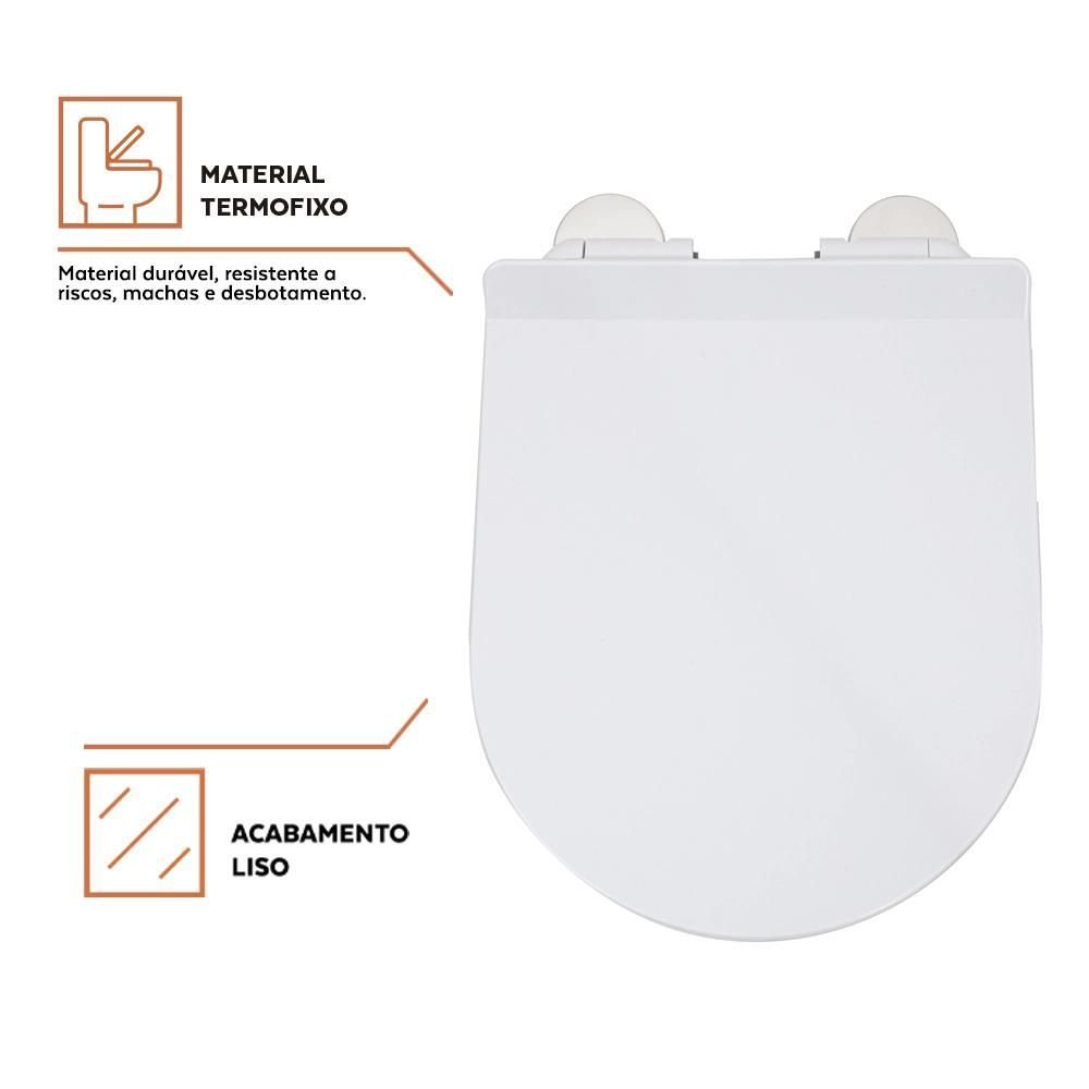 Assento Termofixo com Soft Close para Vaso Sanitário Amazonita Pingoo.casa - Branco - 3