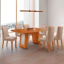Ver imagem 1 de Mesa de Jantar Carolina 6 Lugares Tampo MDF Canto Copo sem Vidro Amadeirado Moderna