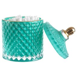 Potiche de Vidro Decorativo para Banheiro Porta Algodão Joias / Ptc-404 - Verde - 2