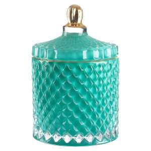 Potiche de Vidro Decorativo para Banheiro Porta Algodão Joias / Ptc-404 - Verde