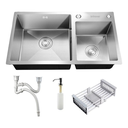 Ver imagem 4 de Kit Cuba Dupla de Pia Cozinha Gourmet Acessórios e Torneira Gourmet 2 Saídas Aço Inox Brinovar