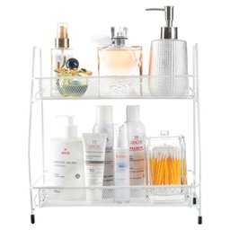 Organizador Prateleira 2 andares para Cosméticos Cozinha Banheiro - Branco - 2