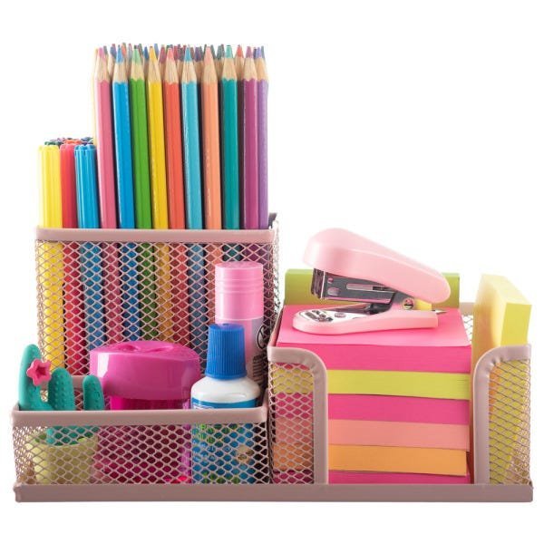 Porta Lápis + Lixeira para Escritório Mesa Estudos Home Office / Ho-303 - Rosê - 3