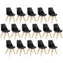 Ver imagem 1 de Conjunto 16 Cadeiras de Jantar Eames Wood Leda Design Estofada - Preto