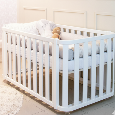 Berço 3 em 1 Branco Modelo Evolutivo Linha Loop Quater Móveis