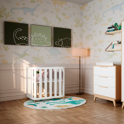 Berço 3 em 1 Branco Modelo Evolutivo Linha Loop Quater Móveis - 9