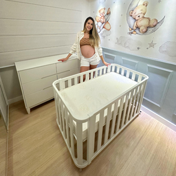 Berço 3 em 1 Branco Modelo Evolutivo Linha Loop Quater Móveis - 4